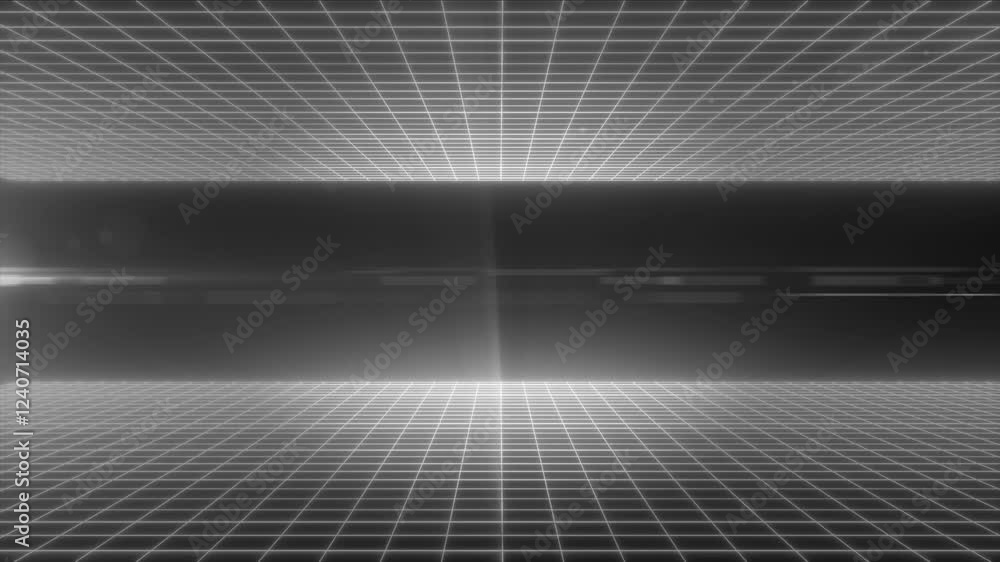 Aufkleber a monochrome digital grid landscape with a futuristic design, symbolizing data networks and advanced
