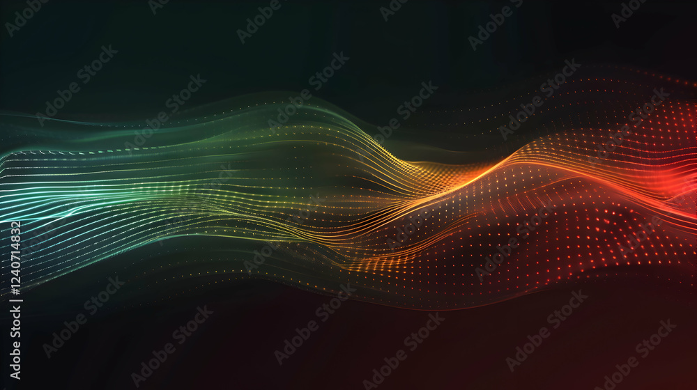 Poster abstract colorful wave patterns flowing in a dark background, creating a sense of motion and energy
