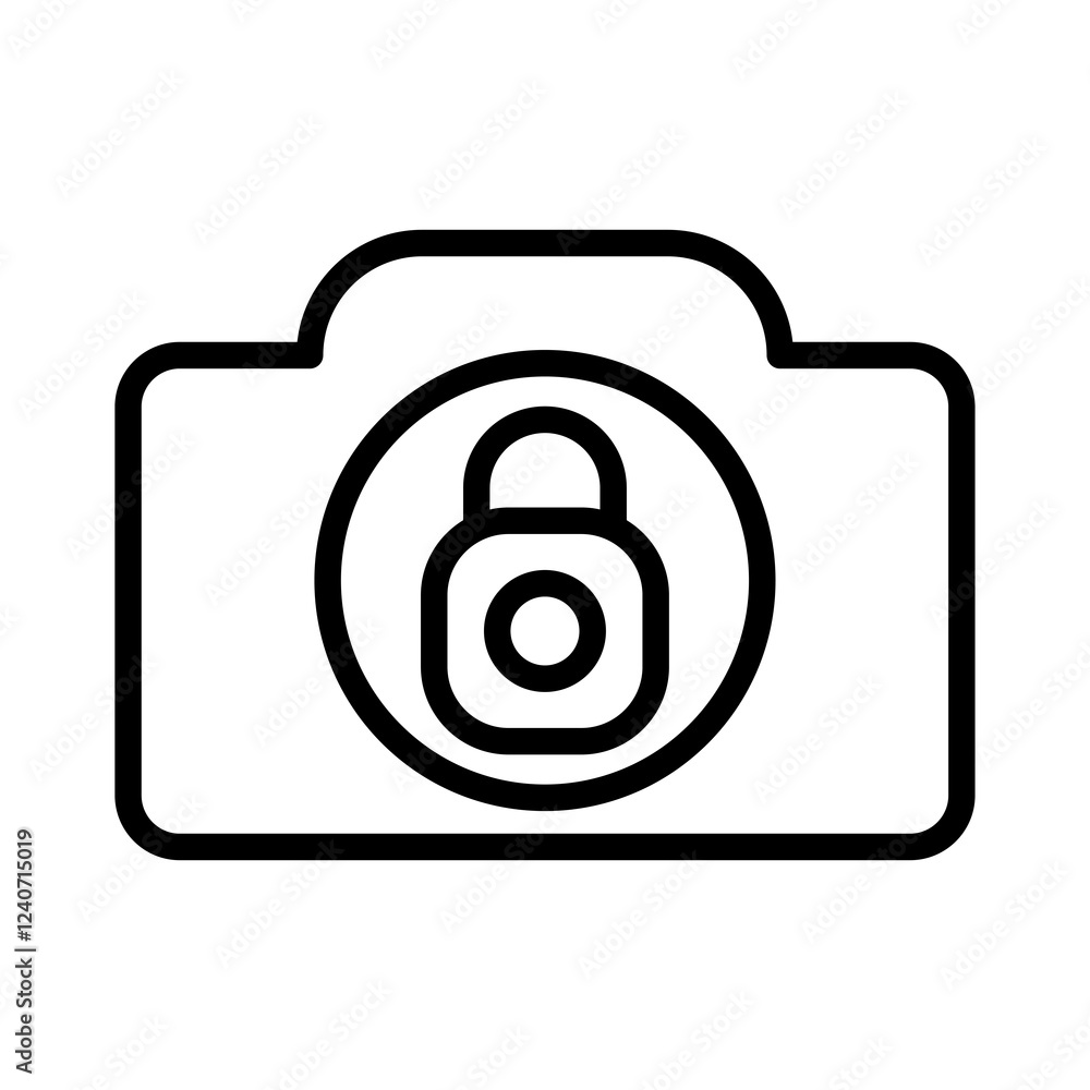 Poster camera lock vector icon