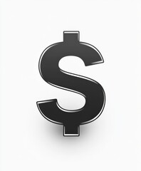 Naklejka premium Black Dollar Sign on White Background for Financial Concepts