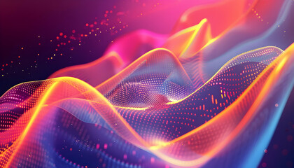 Abstract colorful waves with dynamic light patterns representing digital technology and creativity