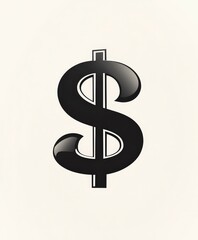 Obraz premium Glossy Black Dollar Symbol Isolated on Soft Light Background