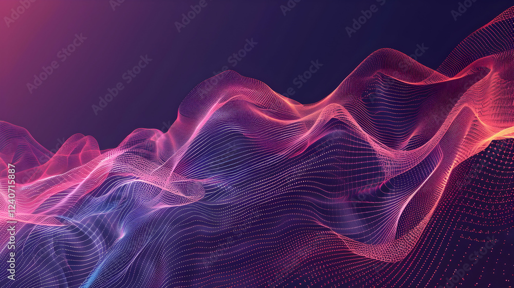 Aufkleber abstract representation of colorful flowing waves in a digital landscape with gradients