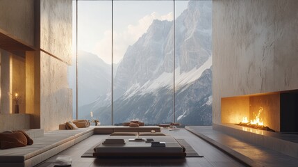 Mountain view luxury living room interior design