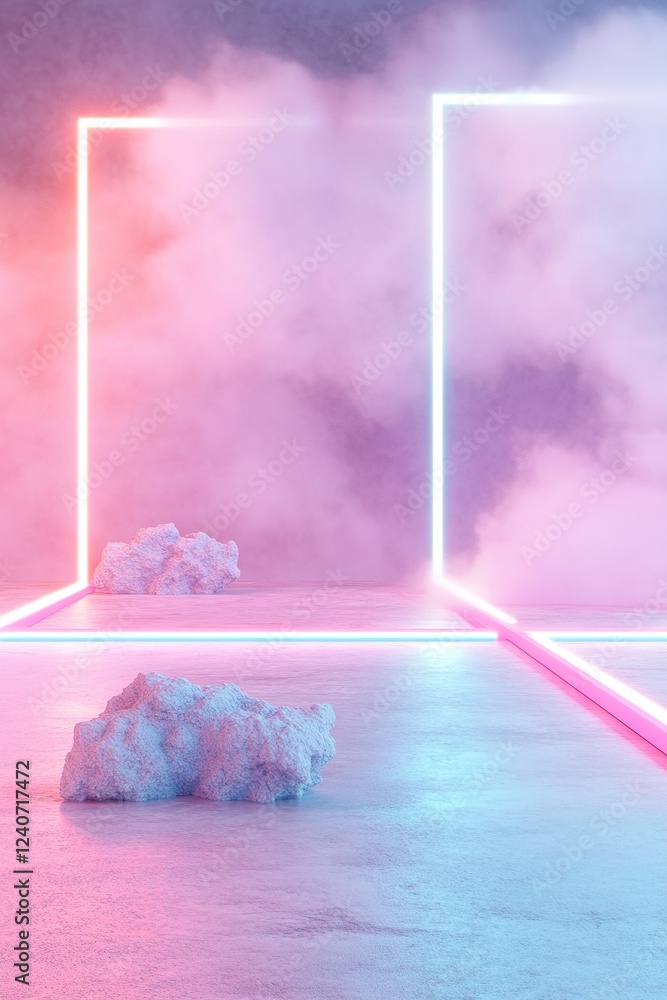 Aufkleber vibrant red and pink neon grid creates a futuristic backdrop, fading smoothly into the background wh