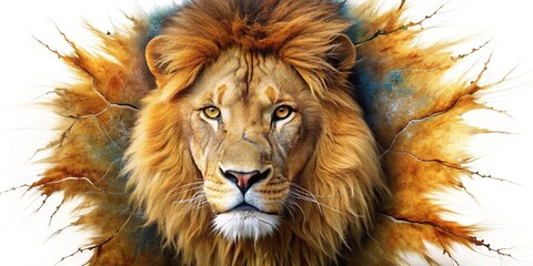 Naklejka premium Stunning Cracked Surface on Lion Fur Pattern