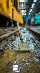 Forgotten Tool in a Train Depot