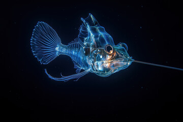 Anglerfish glowing in the dark ocean