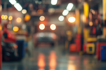 Vehicle service center with a soft-focus background