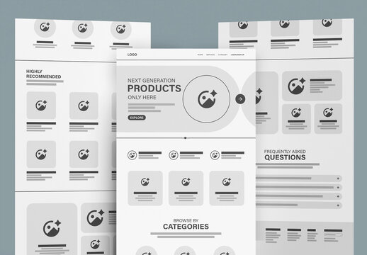 E Commerce Product Landing Page Wireframe Layout