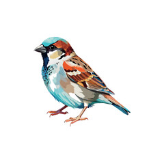 Hand painted art sparrow bird vector image artwork watercolor illustration