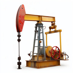 Oil pump jack machinery used in oil extraction, showcasing industrial design and weathered textures. This equipment symbolizes energy sector impact on environment