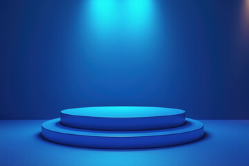 Blue stage with soft lighting and gradient effect