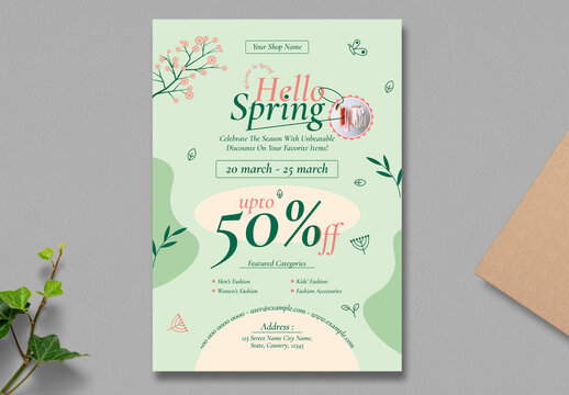 Spring Fashion Sales Flyer Template For Clothing Store
