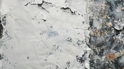 Close-up of textured wall surface showing peeling paint and weathered layers, ideal for backgrounds