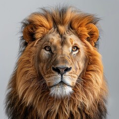 Fototapeta premium Majestic lion with striking mane and gaze.