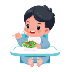 cute little baby boy eat vegetable