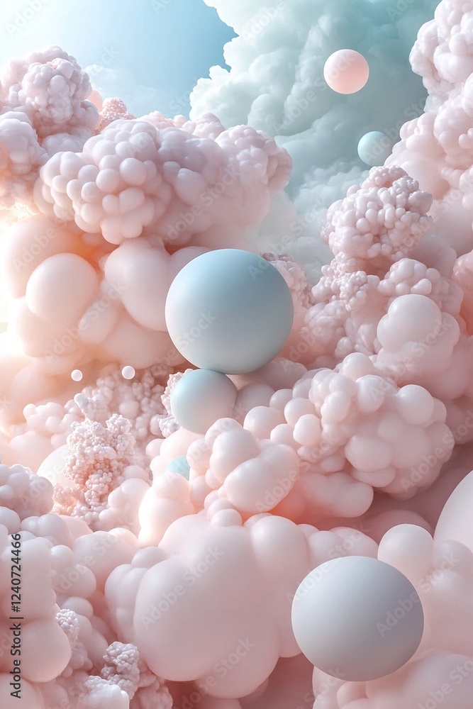 Aufkleber soft clouds and glowing orbs combine in a surreal composition to evoke a sense of tranquility and wo