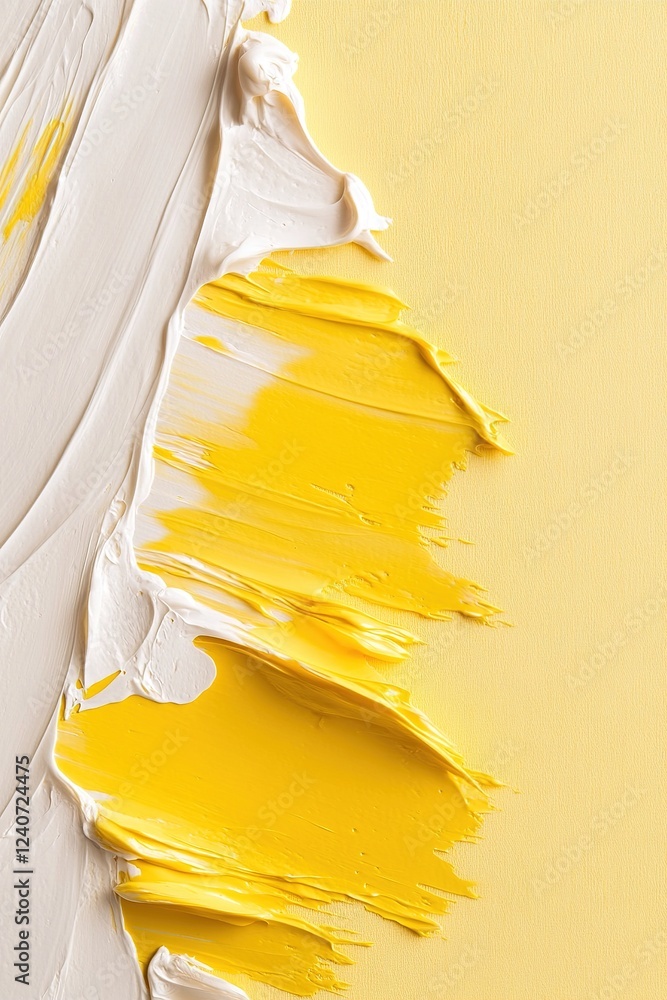 Poster vibrant yellow brush strokes are layered over a soft yellow base, adding movement and texture while 