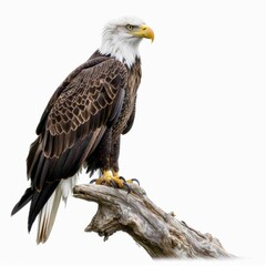 Fototapeta premium Majestic bald eagle perched on a tree branch.