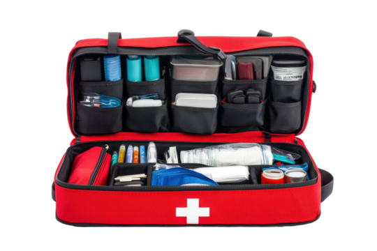 Isolated Open Large First Aid Kit Organizer Bag