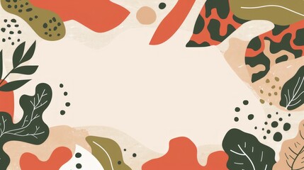 Naklejka premium Abstract Botanical Illustration: A Playful Composition of Shapes and Leaves