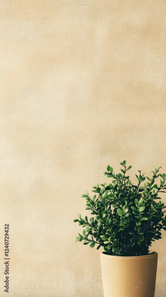 Poster empty space for text insertion with plant on simple background in a minimalist setting. generative a