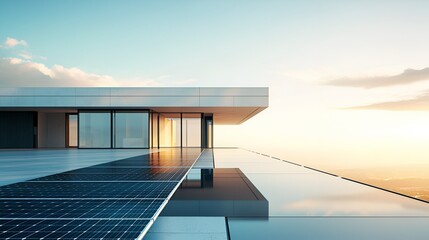 morden building with solar pannel 