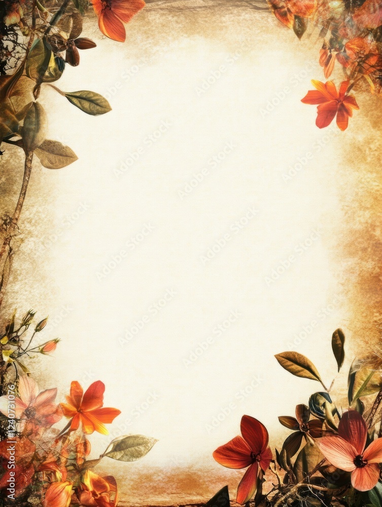 Leinwandbilder decorative frame featuring vibrant flowers and leaves suitable for text placement in various creativ