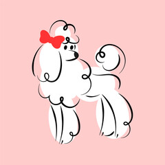 White poodle print. Cute sketch for design of various products.