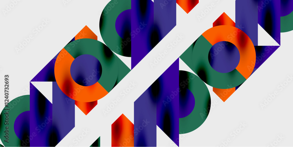 Aufkleber Modern abstract background featuring circles, lines, and triangles in a dynamic geometric composition. Perfect for stylish, tech, or creative-themed designs