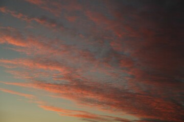 Fototapeta premium Picturesque view of sky with beautiful clouds at sunset