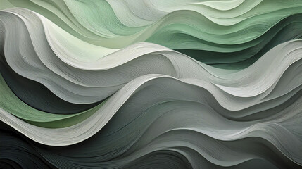 grey and light green big smooth wavy abstract texture background presentation