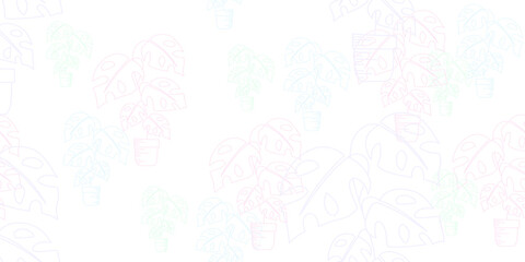 Seamless pattern with houseplants. Indoor plant in pot. Chaotic composition on white background. Vector illustration for wrapping paper, covers, textile print.