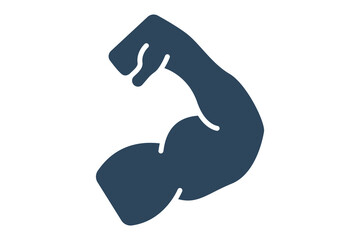 Muscles icon. solid icon style. strong hand. icon related to gym and fitness. gym elements vector illustration