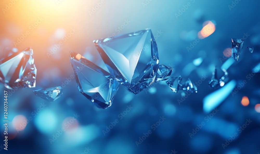 Poster abstract glowing polygonal fragments forming dynamic gradients. branding-ready futuristic 3d composi