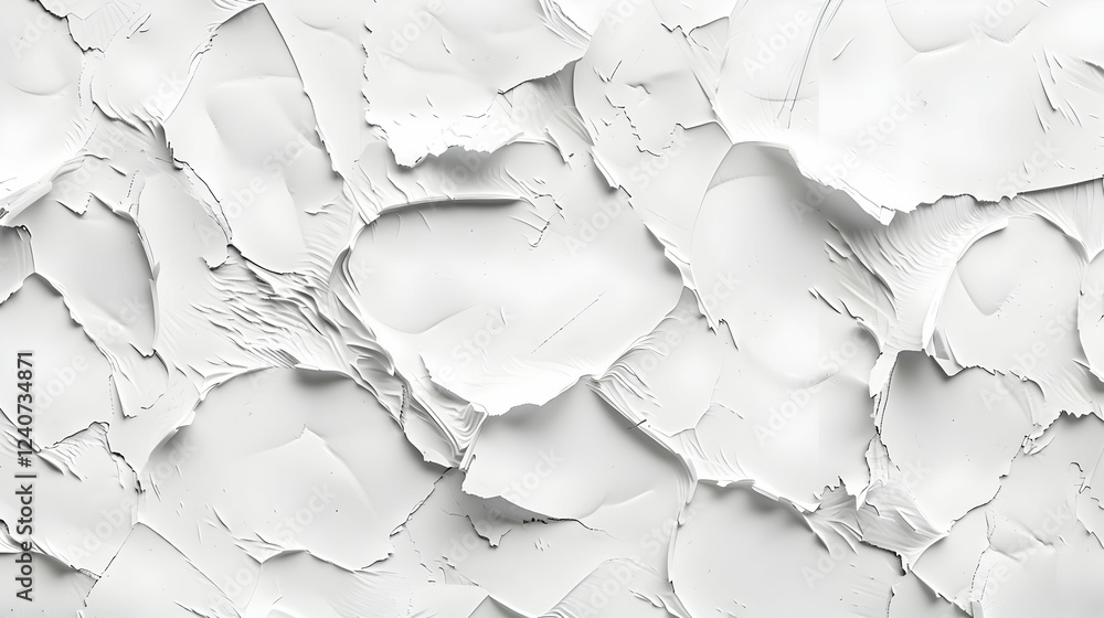 Poster close-up of textured white surface with peeling layers, creating a rustic and artistic backdrop
