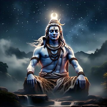 Lord Shiva Mahadev Bholenath Shankar Neelkanth Adiyogi Under the Night Sky | 4K HD Shivratri Wallpaper