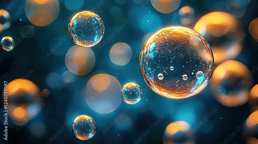 Poster abstract image of floating translucent spheres