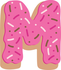 Strawberry Donut Dipped Cream Baked Alphabet M