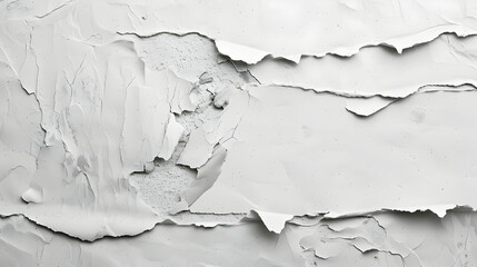 Obraz premium Close-up view of textured, peeling white paint on a wall, showcasing layers and patterns