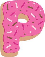 Strawberry Donut Dipped Cream Baked Alphabet P