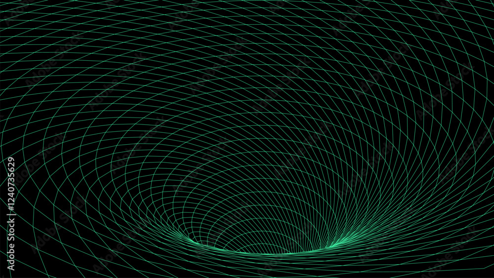 Poster abstract wireframe tunnel. light science wormhole. vector 3d portal grid. futuristic fantasy funnel.