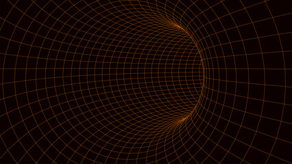 Abstract wireframe tunnel. Light science wormhole. Vector 3D portal grid. Futuristic fantasy funnel. © Flow 37