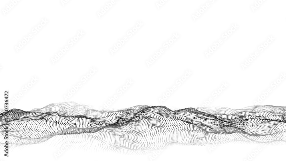 Poster futuristic technology wave. digital cyberspace. abstract vector wave with moving particles. big data