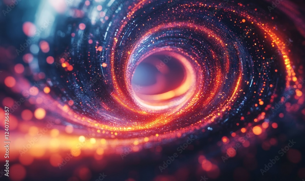 Poster abstract glowing polygonal vortex creating dynamic radial patterns. poster-ready futuristic design, 