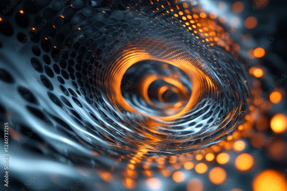 Poster abstract tessellated spheres forming glowing dynamic waveforms. branding-ready futuristic 3d texture