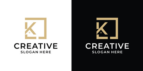 Initial letter K real estate logo design vector