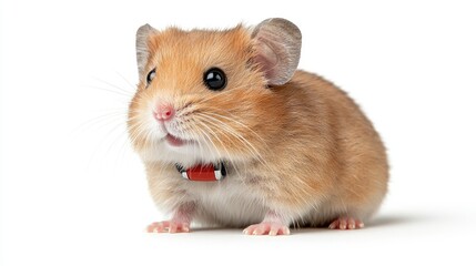 Fluffy hamster portrait, white background, pet, studio