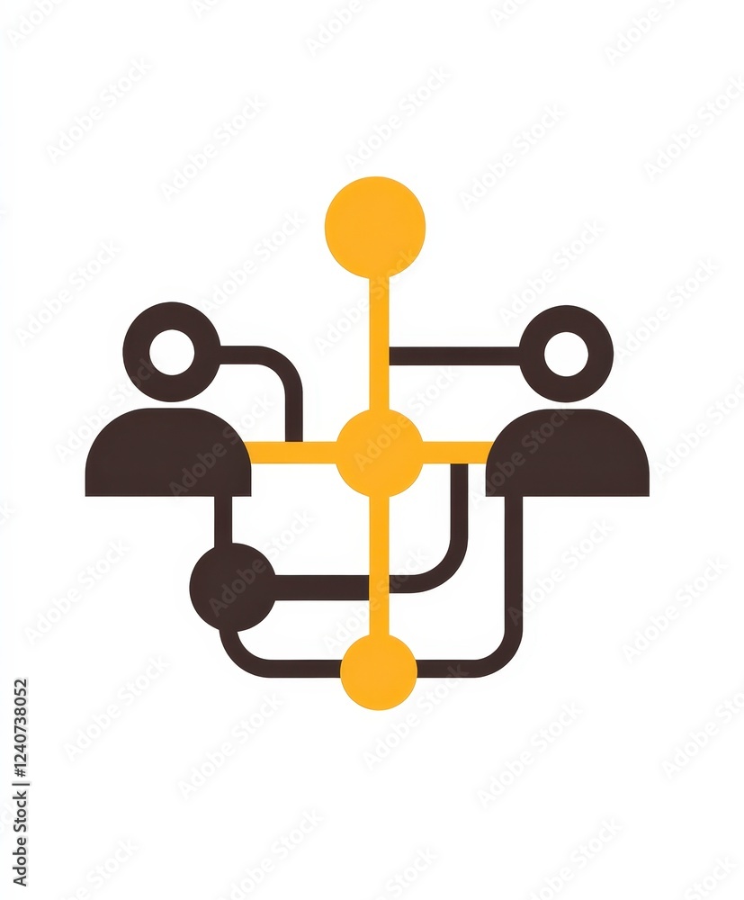 Poster connection concept with abstract figures and interlinked circles